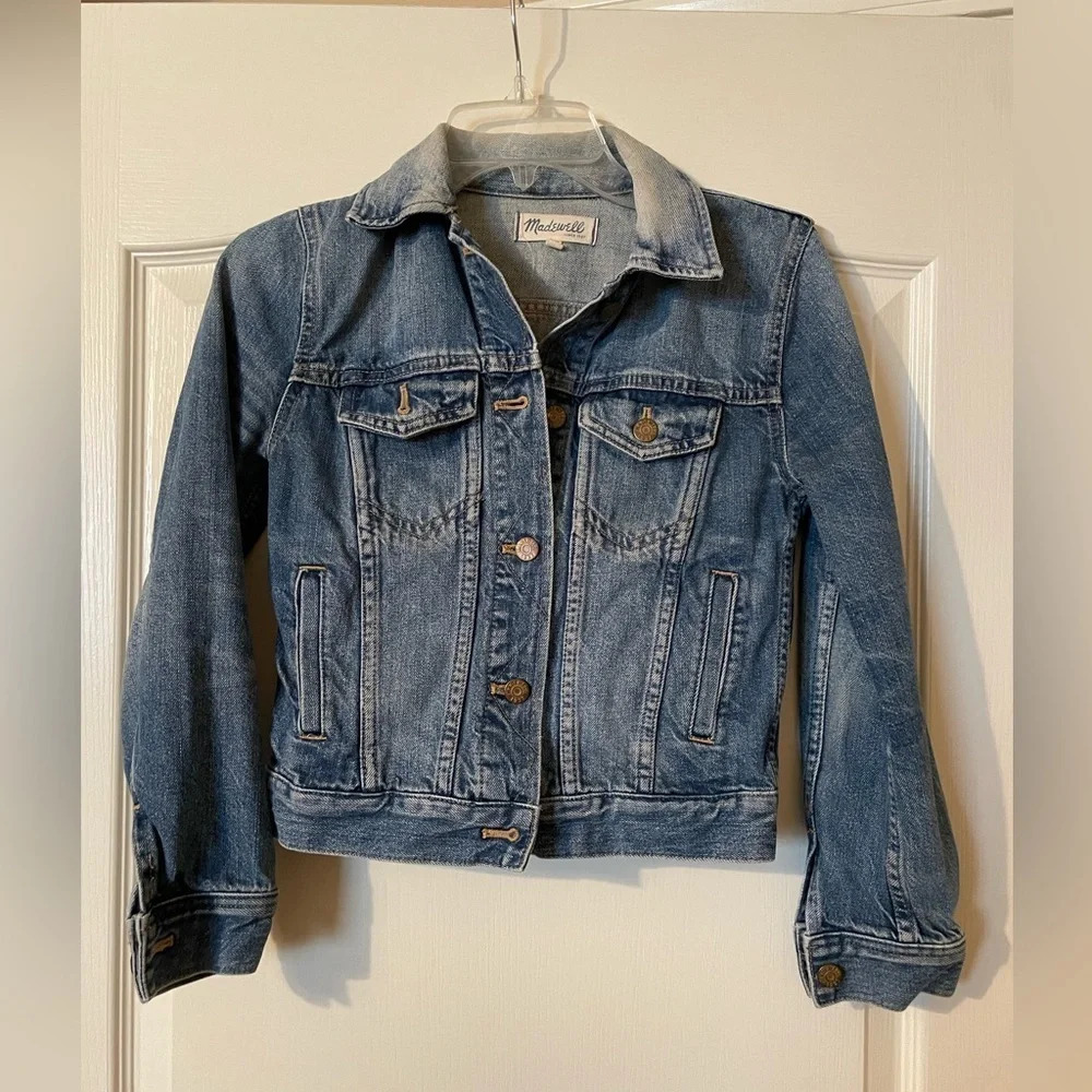 Madewell Denim Jean Jacket Women's XS Blue Fade Fitted Trucker Denim Casual